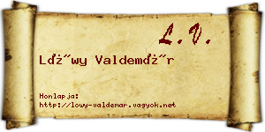 Lőwy Valdemár névjegykártya